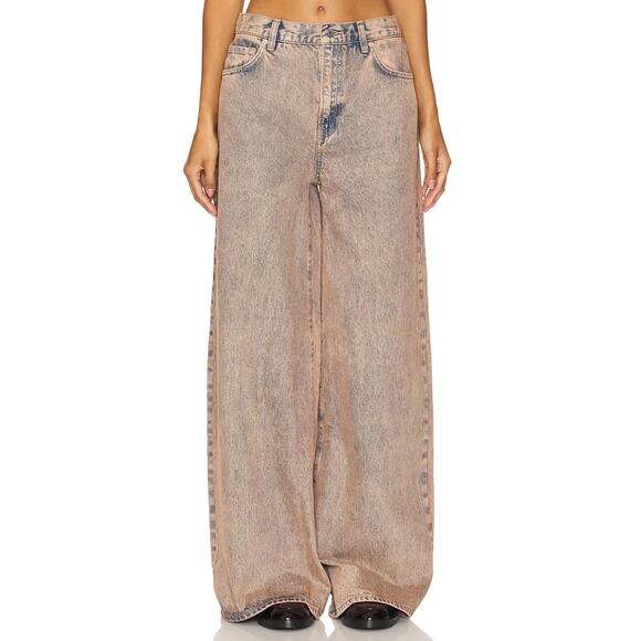 Grlfrnd Women's 26 Calico Luna Mid Rise Baggy Wide Leg Jeans NWT - Picture 1 of 4